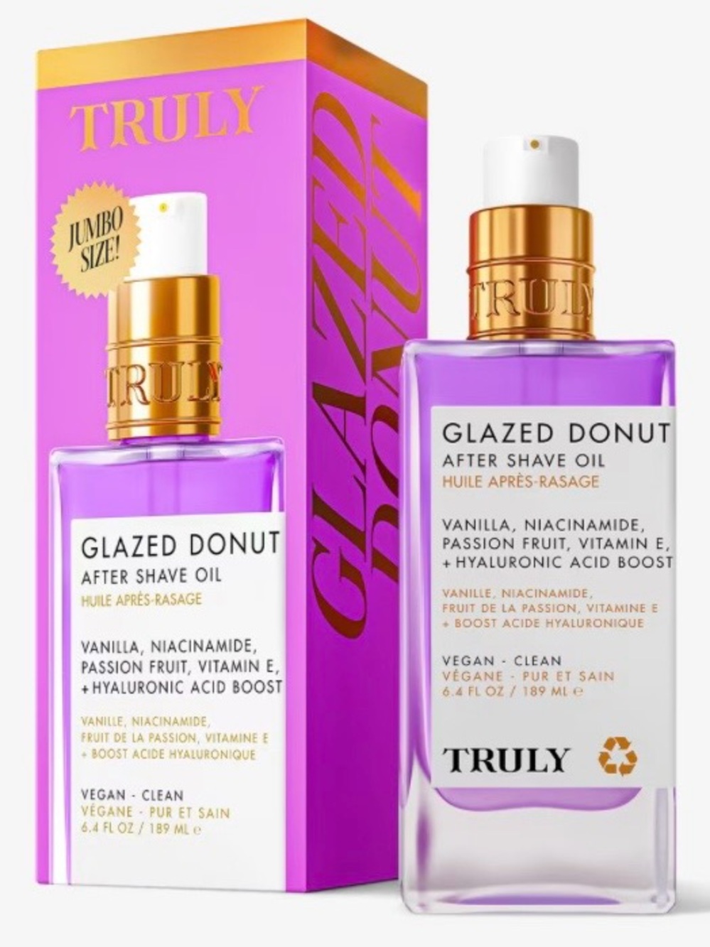TRULY Glazed Donut After Shave Oil — JUMBO SIZE 6.4 Oz NIB